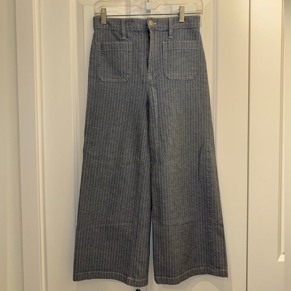 J. Crew Blue Striped Cropped Pants